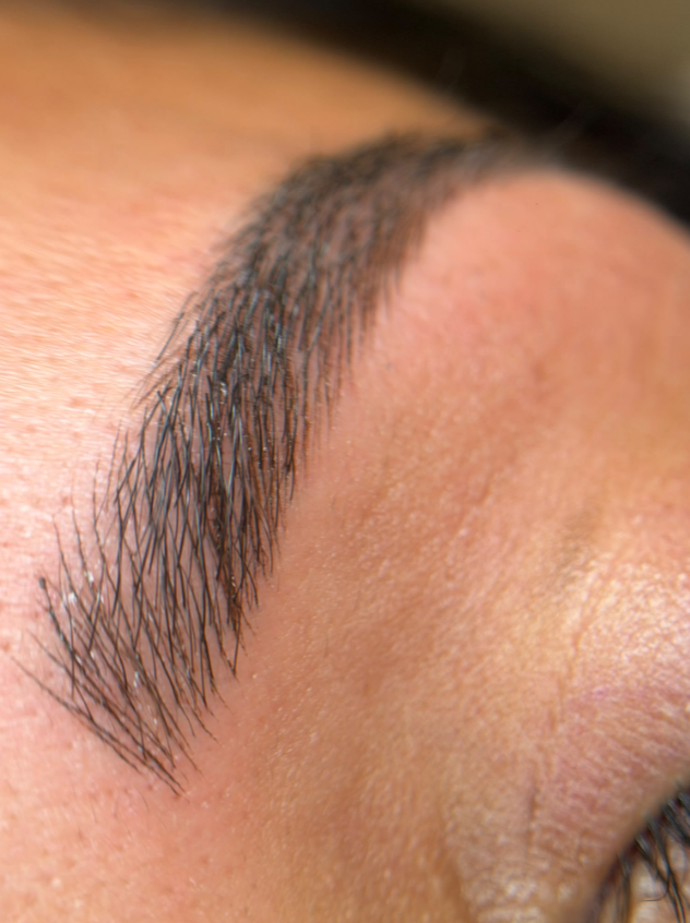 Detalle macro de cejas pelo a pelo